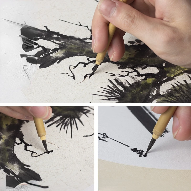 Caligrafie Chineză Stilou Perie Acuarelă Baimiao Meticulos Pictură Schiță Perie Nor Alb Nevăstuică Perie De Păr Pen Tinta China Imagine 3