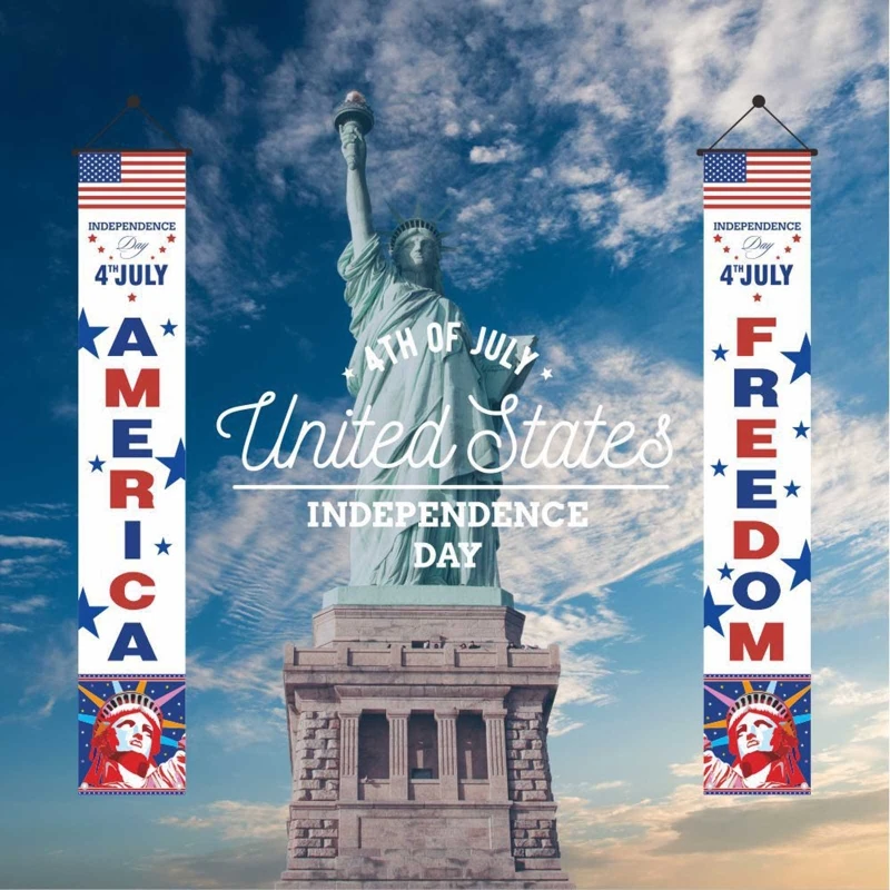 Ziua Independenței americane Agățat pentru Banner 1Pair 4 iulie Patriotic Cuplet pentru Acasă Festival Ușa de Perete Decor Doo Imagine 1