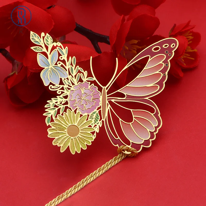 Chineză Stil De Metal Fluture Floare Marcaje Superb Gol Tassel Pandantiv Carte Clip Elevii Instrument De Lectură Rechizite Școlare Imagine 0