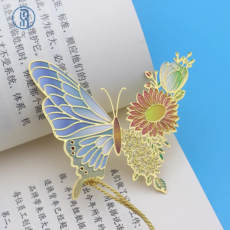 Chineză Stil De Metal Fluture Floare Marcaje Superb Gol Tassel Pandantiv Carte Clip Elevii Instrument De Lectură Rechizite Școlare Imagine 2