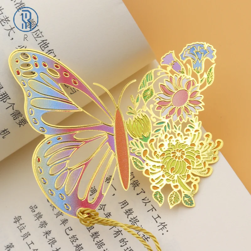 Chineză Stil De Metal Fluture Floare Marcaje Superb Gol Tassel Pandantiv Carte Clip Elevii Instrument De Lectură Rechizite Școlare Imagine 3