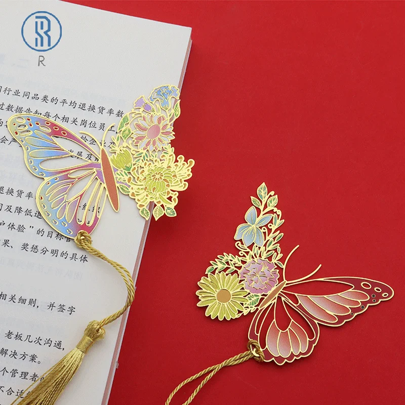 Chineză Stil De Metal Fluture Floare Marcaje Superb Gol Tassel Pandantiv Carte Clip Elevii Instrument De Lectură Rechizite Școlare Imagine 4