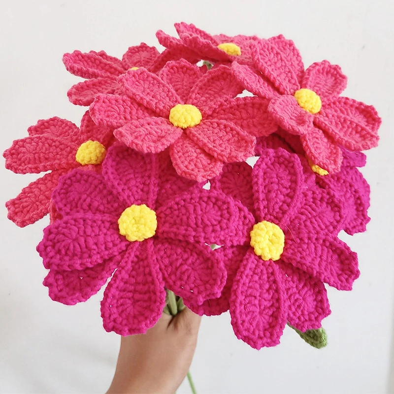 1 BUC 43cm Tricotat Multicolor Galsang Flori pentru Decor Acasă Fire de Bumbac Croșetat Flori Lavabil pentru Totdeauna Flori Decor Nunta Imagine 2