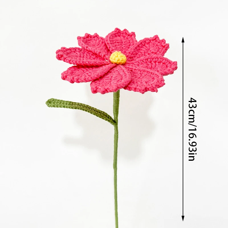 1 BUC 43cm Tricotat Multicolor Galsang Flori pentru Decor Acasă Fire de Bumbac Croșetat Flori Lavabil pentru Totdeauna Flori Decor Nunta Imagine 5