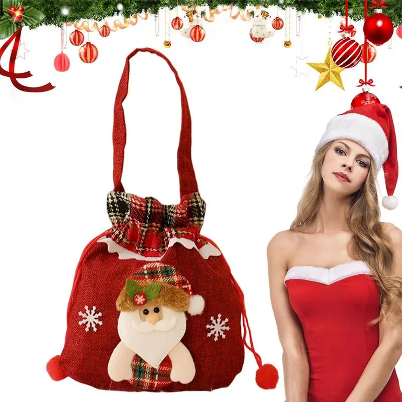 Cadou de crăciun Doll Saci portabile Drăguț Mos craciun om de Zapada Papusa de Depozitare Sac de Pânză groasă de sac Mos craciun Cadouri Pungi Reutilizabile Tesatura Goody Bag Imagine 0