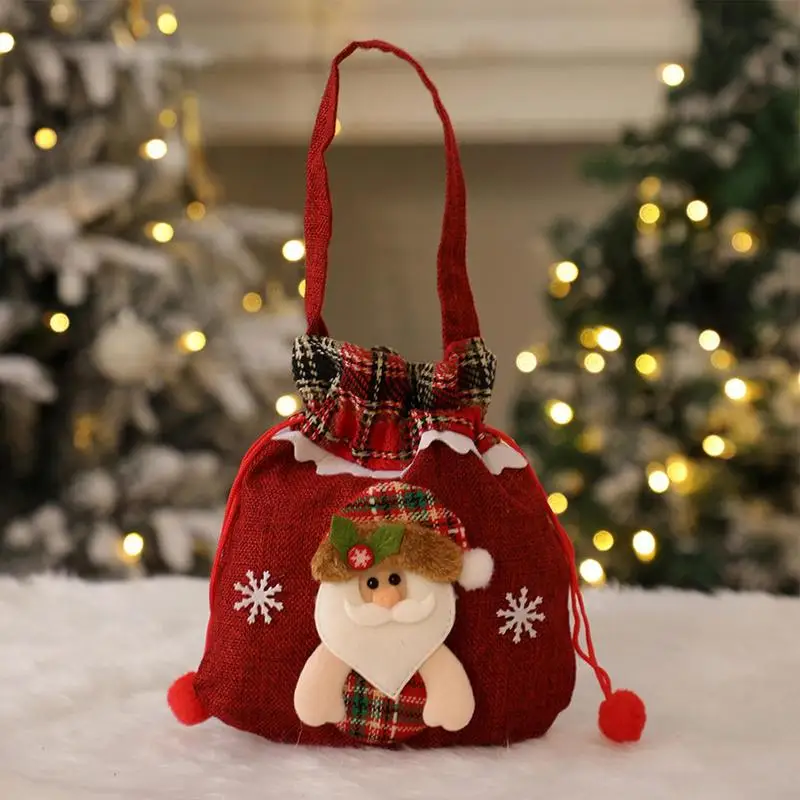 Cadou de crăciun Doll Saci portabile Drăguț Mos craciun om de Zapada Papusa de Depozitare Sac de Pânză groasă de sac Mos craciun Cadouri Pungi Reutilizabile Tesatura Goody Bag Imagine 4