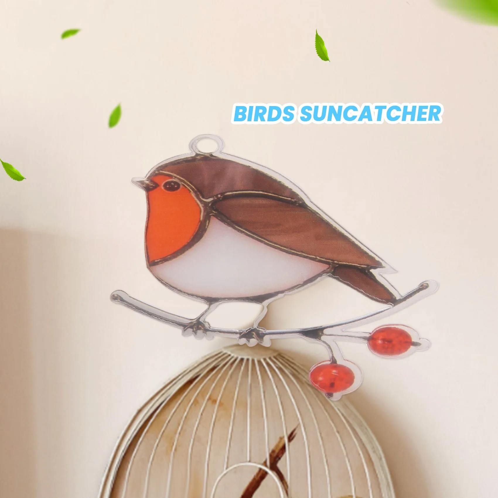 Agățat Multicolor de Păsări pe Sârmă de Înaltă Colorate Acrilice Suncatcher Creative Fereastra Panou Acasă Decor Camera -Stând Robin Imagine 2