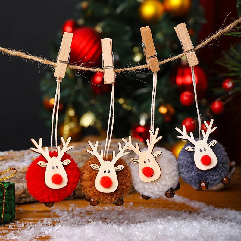 1 BUC Ornamente de Craciun Pentru Pomul de Crăciun, Lână Simțit Desene animate Cerb Pandantiv Pom de Crăciun Pandantiv Accesorii cadou Imagine 0