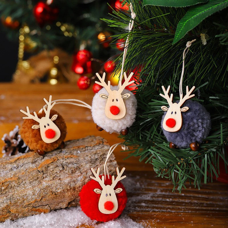 1 BUC Ornamente de Craciun Pentru Pomul de Crăciun, Lână Simțit Desene animate Cerb Pandantiv Pom de Crăciun Pandantiv Accesorii cadou Imagine 1