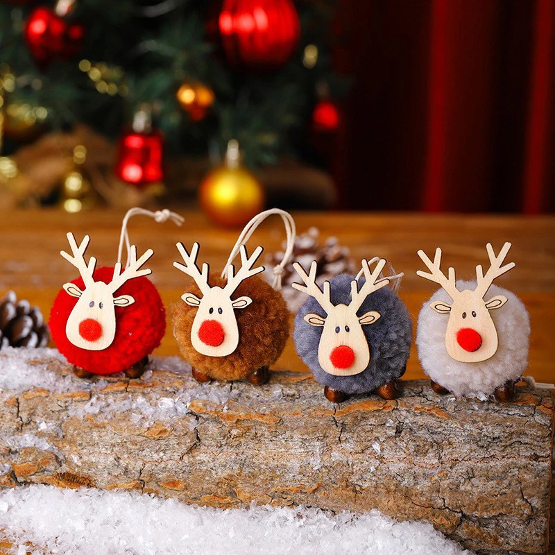 1 BUC Ornamente de Craciun Pentru Pomul de Crăciun, Lână Simțit Desene animate Cerb Pandantiv Pom de Crăciun Pandantiv Accesorii cadou Imagine 2