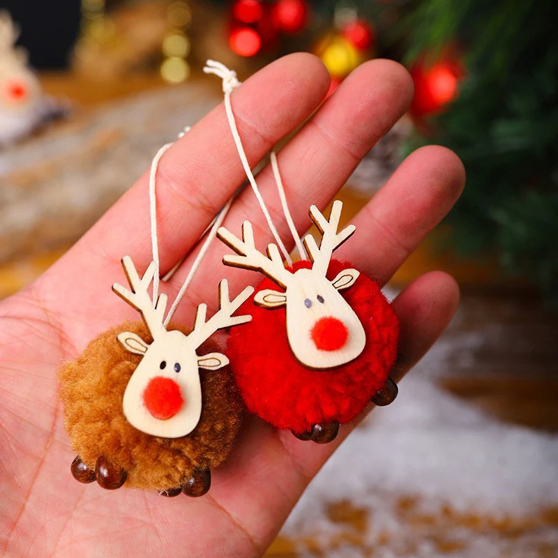 1 BUC Ornamente de Craciun Pentru Pomul de Crăciun, Lână Simțit Desene animate Cerb Pandantiv Pom de Crăciun Pandantiv Accesorii cadou Imagine 3