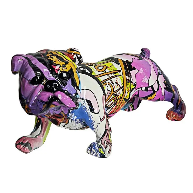 Bulldog englez Decorative Statuie Creative, pline de culoare de Animale Sculpturi Decorative Acasă de Arta Perfect pentru TV Cabinet Rasina de Artizanat Imagine 5