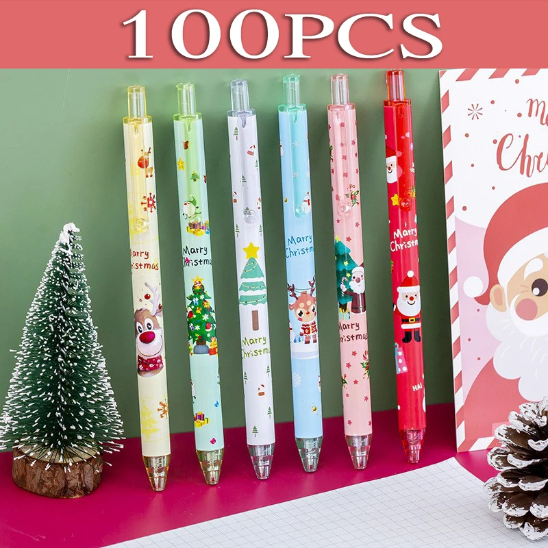 100BUC Crăciun Pixuri cu Gel om de Zăpadă Moș 0,5 mm Papetărie Semnătura Pen Cadouri pentru Copii Rechizite de Birou Imagine 0