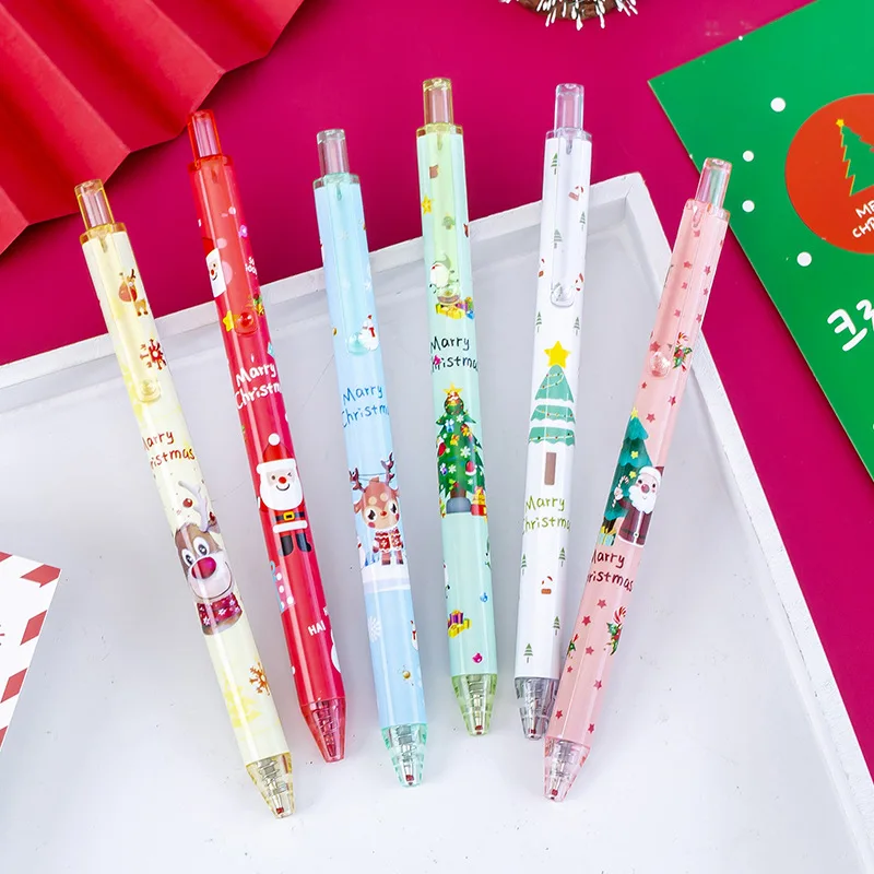 100BUC Crăciun Pixuri cu Gel om de Zăpadă Moș 0,5 mm Papetărie Semnătura Pen Cadouri pentru Copii Rechizite de Birou Imagine 1