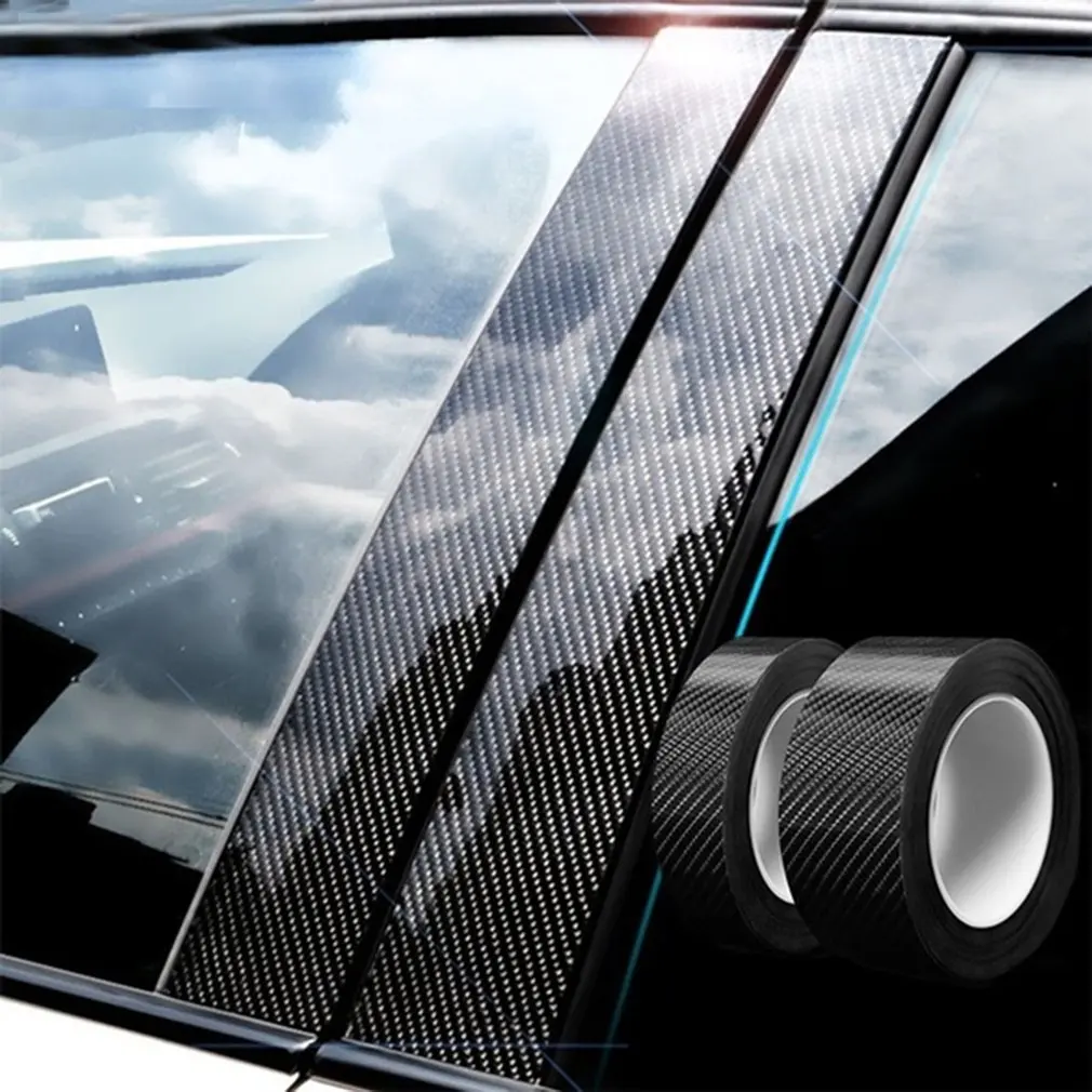 3D Fibra de Carbon Rola Fereastra Mașinii Autocolant Auto Garnitura Capac de Styling Auto Impermeabila Fibra de Carbon Film Autocolant Auto Imagine 5