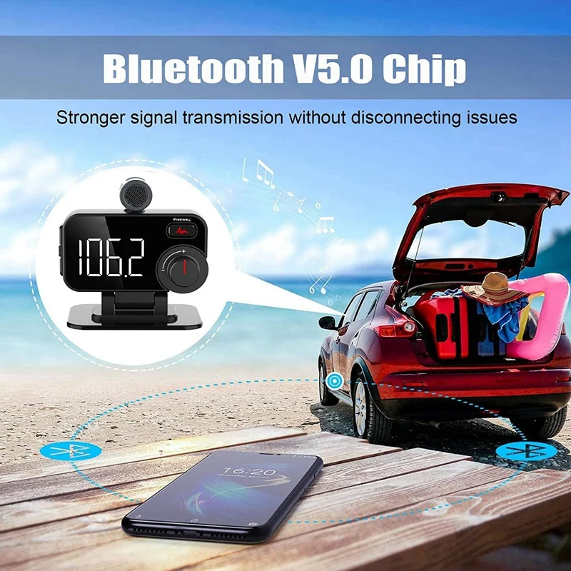 Bluetooth Transmițător FM Pentru Masina QC3.0 Radio Auto Adaptor Dual USB Microfon Extern FM Mână-Apel Gratuit MP3 Player Imagine 3