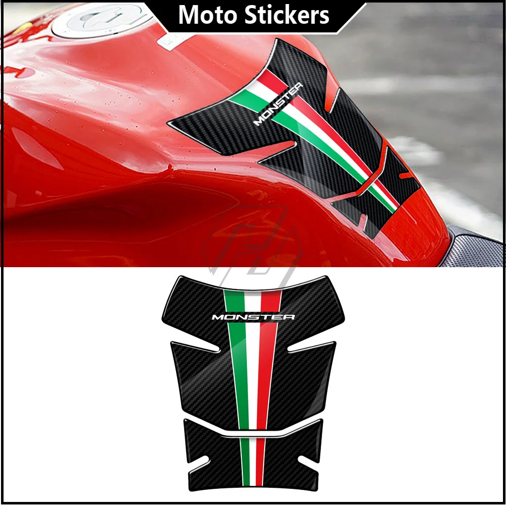 Pentru Ducati Monster 600 620 695 750 800 900 1000 3D Rășină de Carbon Arata Motocicleta Rezervorul Tampon de Protecție Decalcomanii Imagine 0